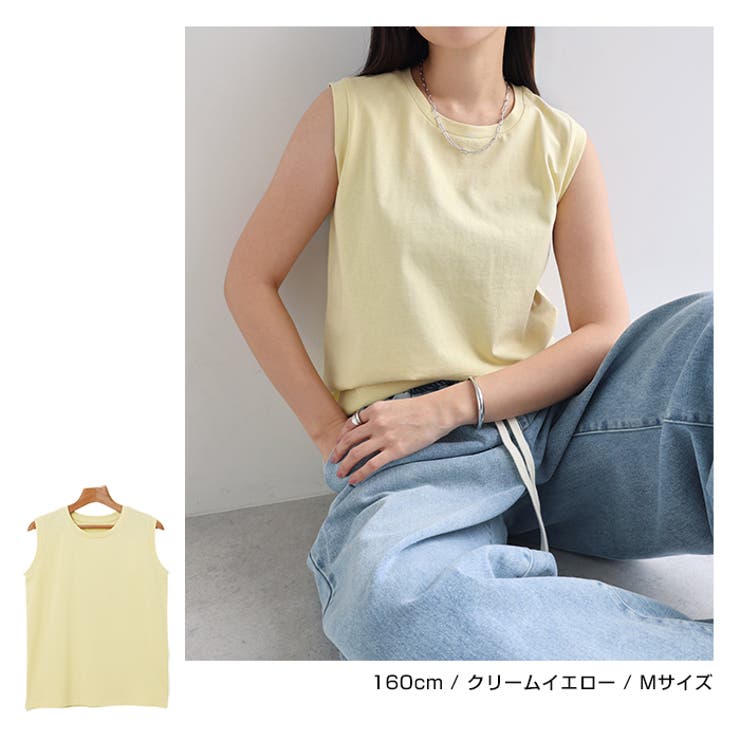 ノースリーブ コットン Tシャツ | andme | 詳細画像6 