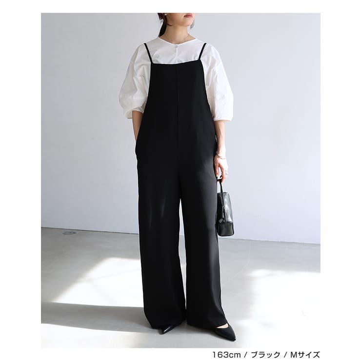 とろみ素材 スクエアネック サロペット | andme | 詳細画像15 