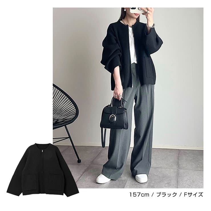 無地 ボーダー ジップ | andme | 詳細画像12 