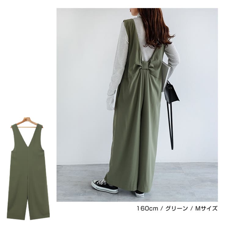 とろみ素材 バックリボン サロペット[品番：AZ000003221]｜andme