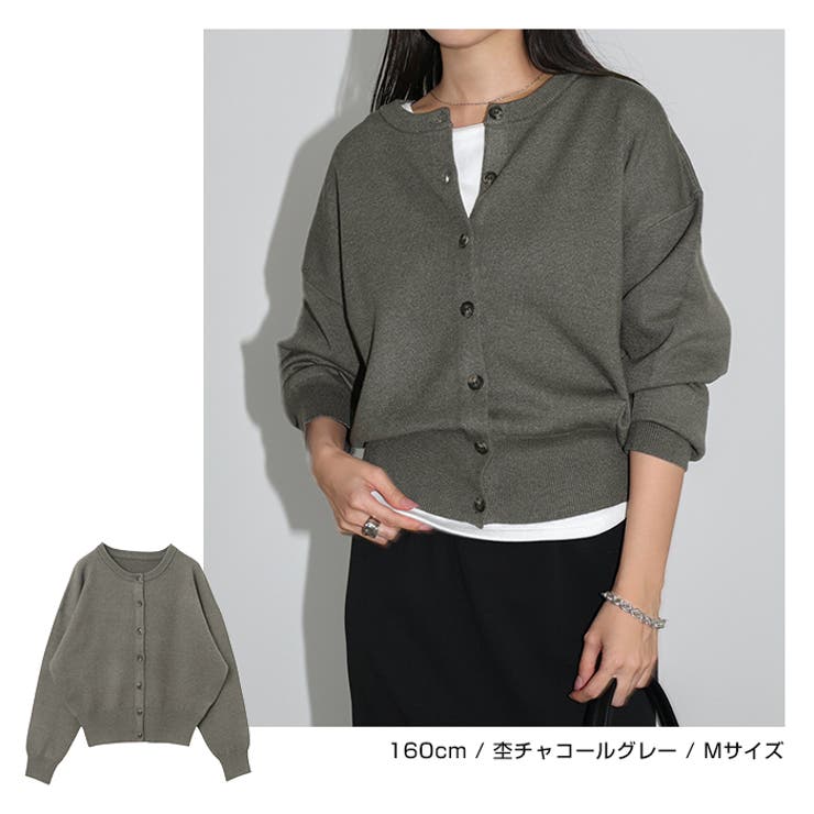 未使用　ルネ　短め長袖カーディガン34 ロゴプレート Rene(ルネ) ニットカーディガン6722680 6722680 ネイビー サイズ