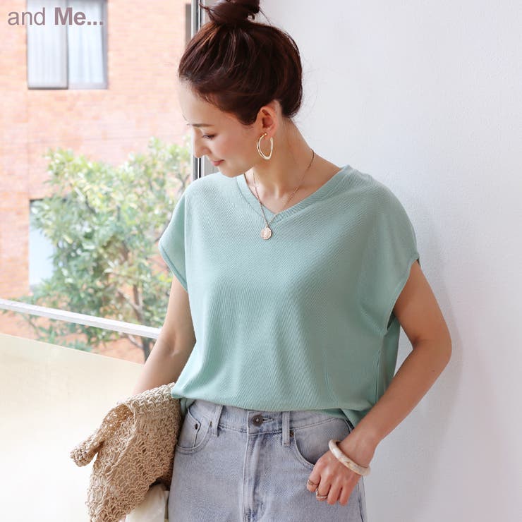 フレンチスリーブ Vネック ニットカットソー 品番 Az And Me アンドミー のレディース ファッション通販 Shoplist ショップリスト