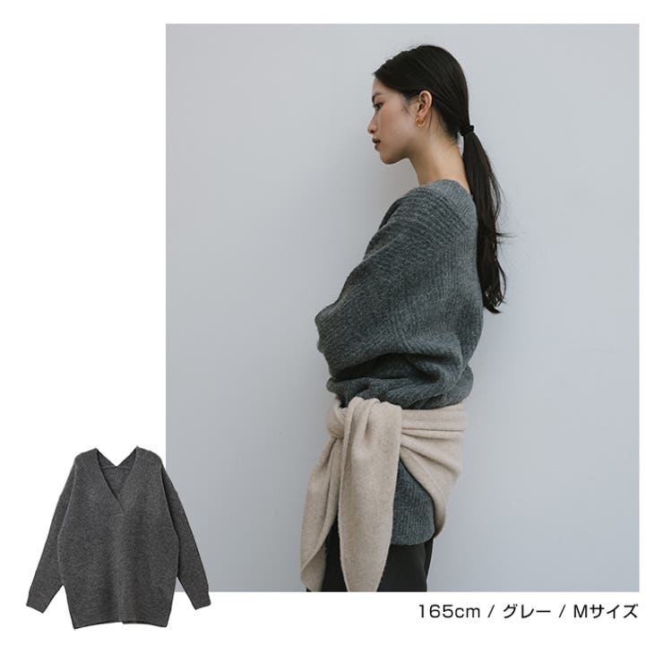 Vネック 片畦ニット トップス[品番：AZ000004159]｜andme（アンドミー