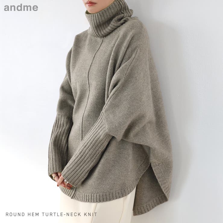 【新品】ダーマコレクション カシミヤ ラウンドヘム タートルネック 大きいサイズ 天竺編み 長袖 ラウンドヘム[品番：AZ000003848]｜andme（アンドミー