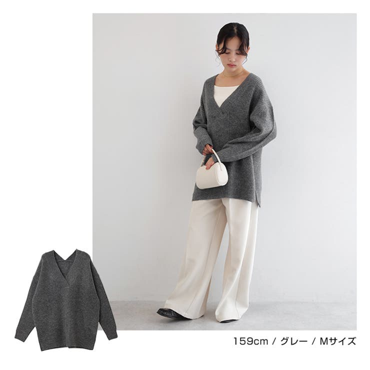 Vネック 片畦ニット トップス | andme | 詳細画像9 