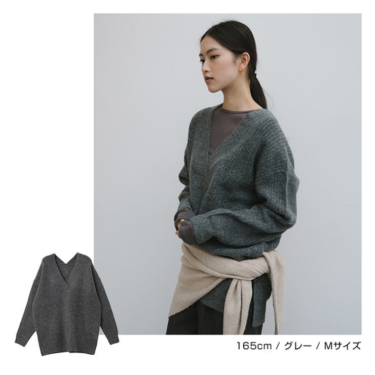 Vネック 片畦ニット トップス[品番：AZ000004159]｜andme（アンドミー