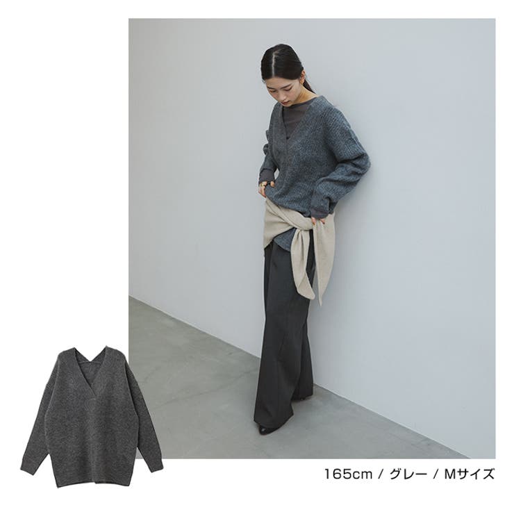 Vネック 片畦ニット トップス | andme | 詳細画像6 