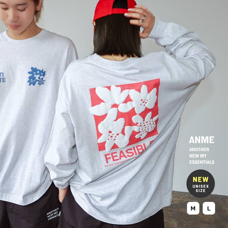 前後ロゴ入り フラワープリント 長袖 | andme | 詳細画像1 