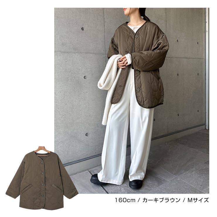 ノーカラー キルティング ジャケット[品番：AZ000003567]｜andme