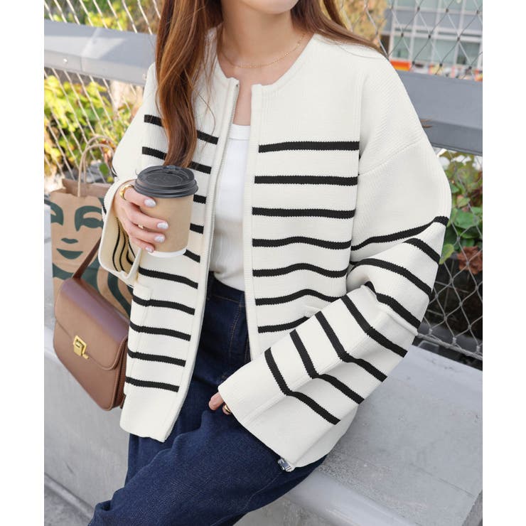 無地 ボーダー ジップ | andme | 詳細画像40 