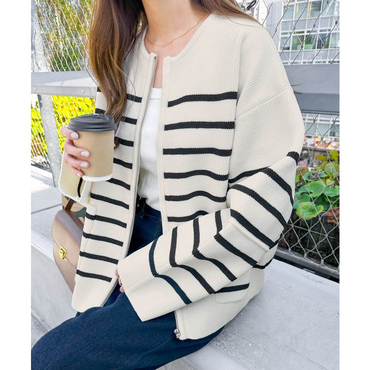 無地 ボーダー ジップ | andme | 詳細画像41 