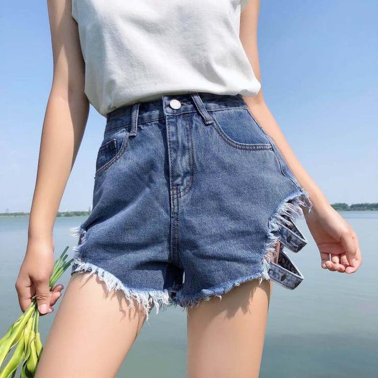 ショートパンツ レディース ダメージデニム[品番：AGCW0000125