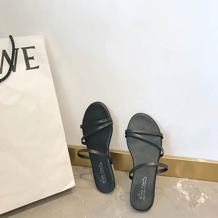 BLACK | ミュールサンダル レディース ストラップ | SUNSHINE CLOSET