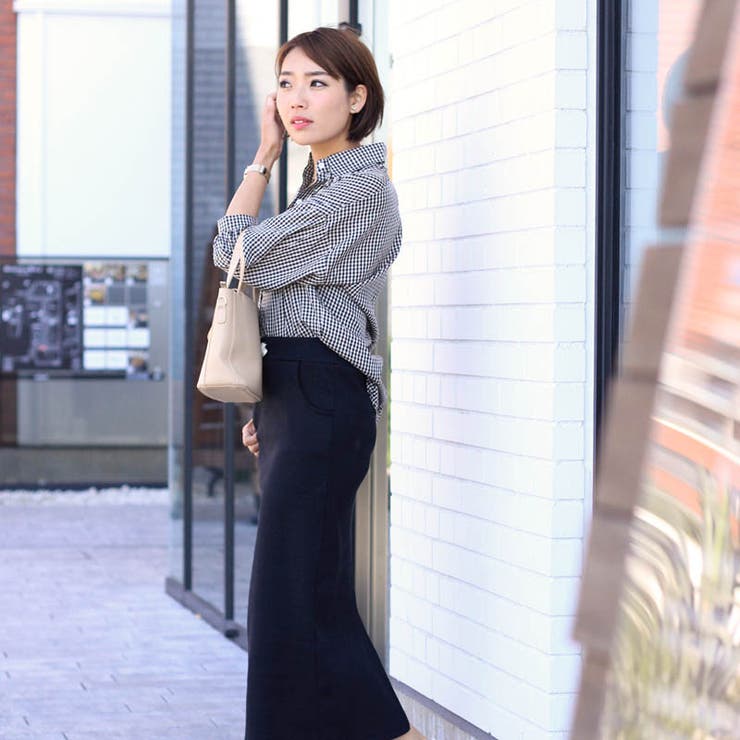 ギンガムチェック シャツ ドロップショルダー[品番：AGCW0000460