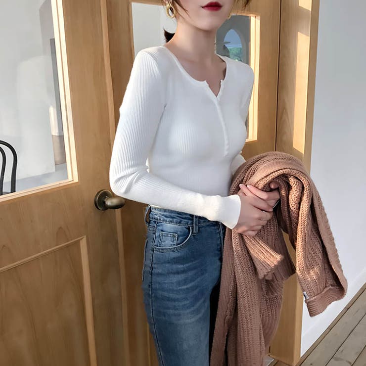 リブニット ヘンリーネック トップス | SUNSHINE CLOSET | 詳細画像2 