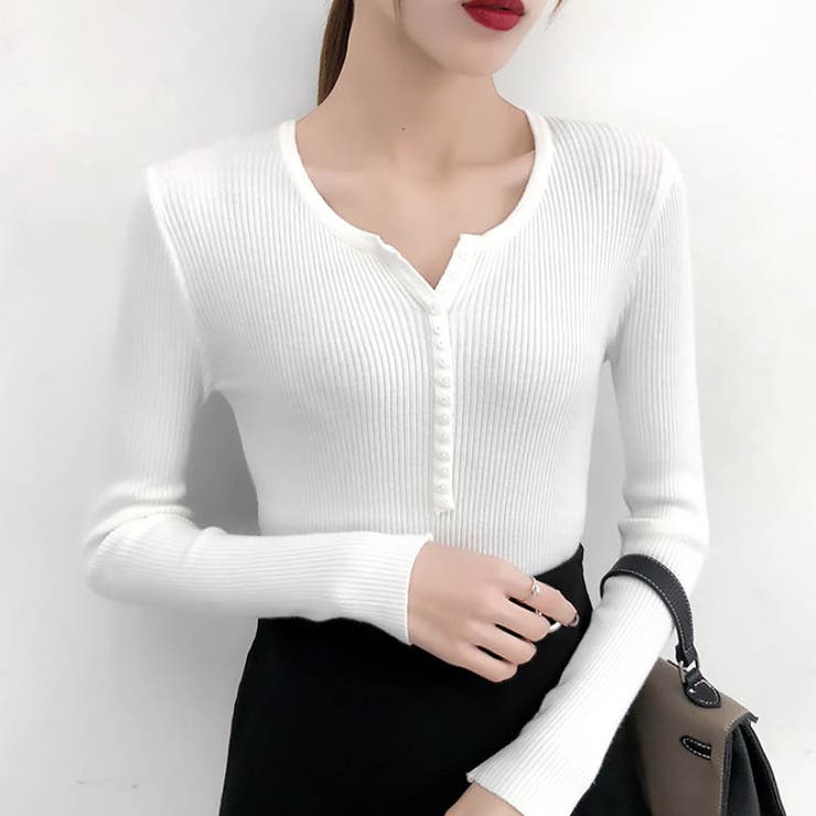 リブニット ヘンリーネック トップス | SUNSHINE CLOSET | 詳細画像3 