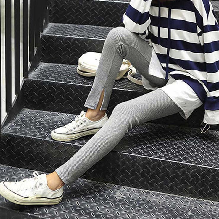 内スリット*グレー | ストレッチサイドスリットリブレギンス 春 春服 | SUNSHINE CLOSET