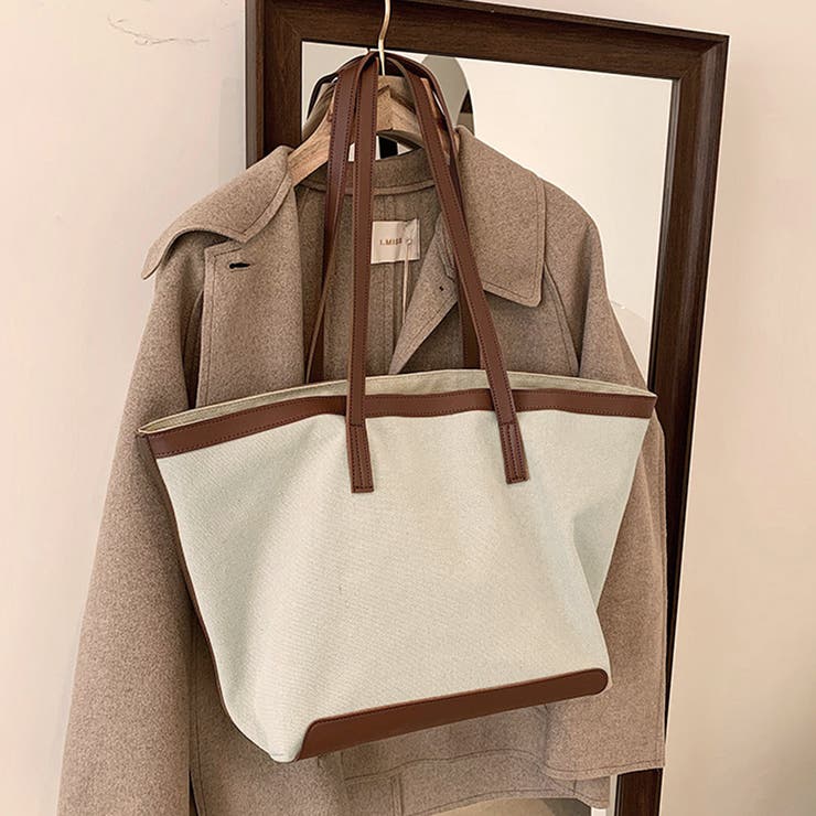 アイボリー*ブラウン | キャンバスバッグ 大容量 トートバッグ | SUNSHINE CLOSET