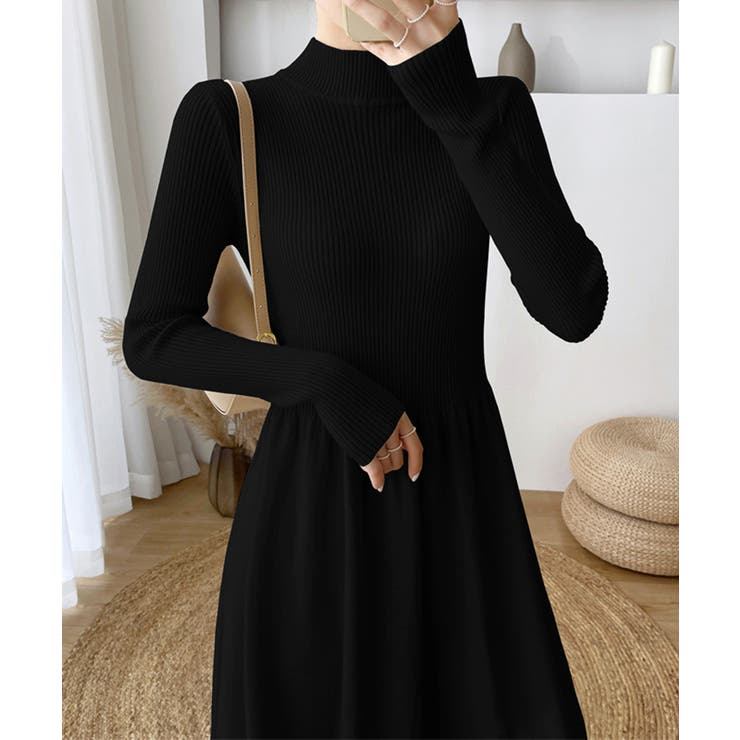 ミドル丈ニットワンピースハイネックワンピ | SUNSHINE CLOSET | 詳細画像13 