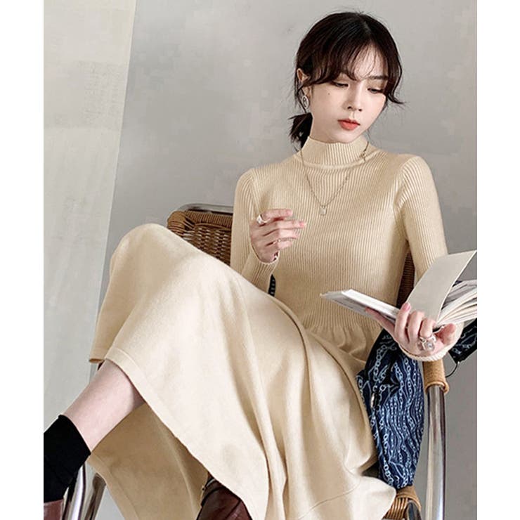 ミドル丈ニットワンピースハイネックワンピ | SUNSHINE CLOSET | 詳細画像9 