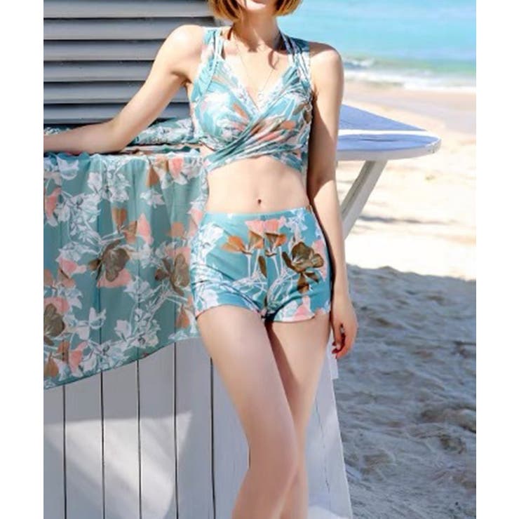 タンキニ 水着3点セットパレオ付き 韓国 | SUNSHINE CLOSET | 詳細画像3 