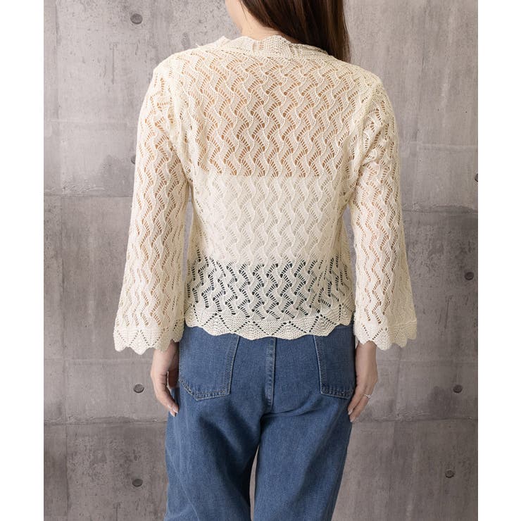 フロントリボン春夏トップス 長袖シースルー羽織り透け感 大人可愛い春夏服薄手 | SUNSHINE CLOSET | 詳細画像19 