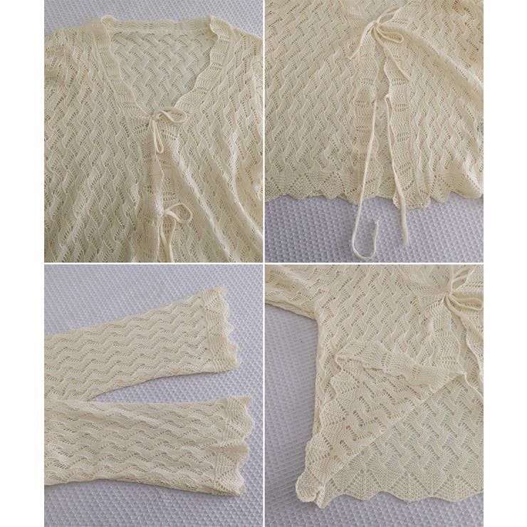 フロントリボン春夏トップス 長袖シースルー羽織り透け感 大人可愛い春夏服薄手 | SUNSHINE CLOSET | 詳細画像22 