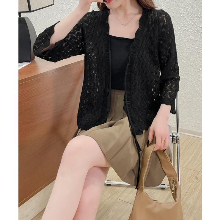 フロントリボン春夏トップス 長袖シースルー羽織り透け感 大人可愛い春夏服薄手 | SUNSHINE CLOSET | 詳細画像6 