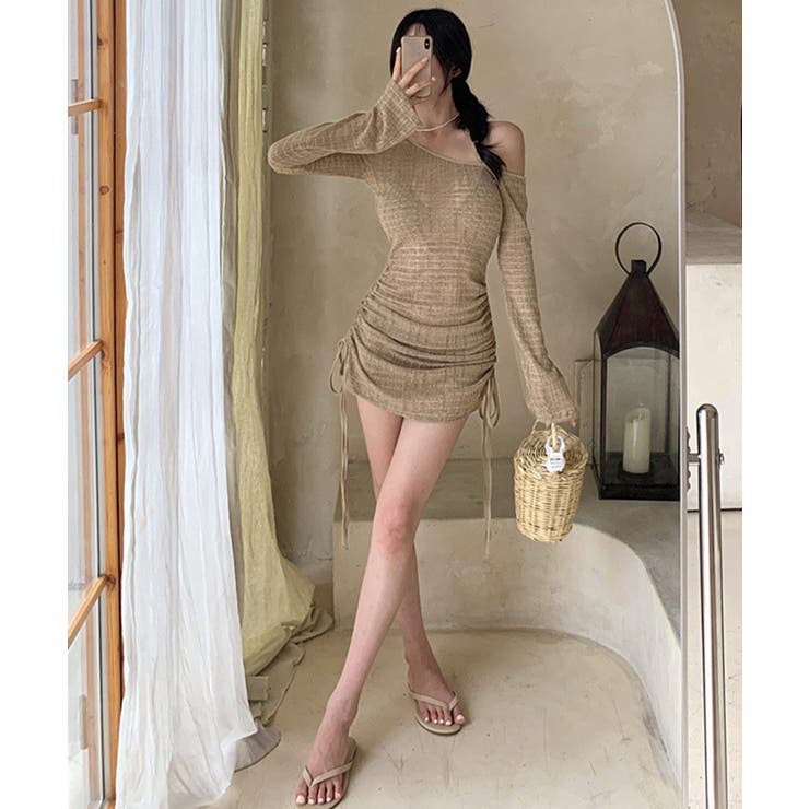 ポコポコ素材ビキニセット ホルターネック水着 シャーリングカバーアップ | SUNSHINE CLOSET | 詳細画像14 