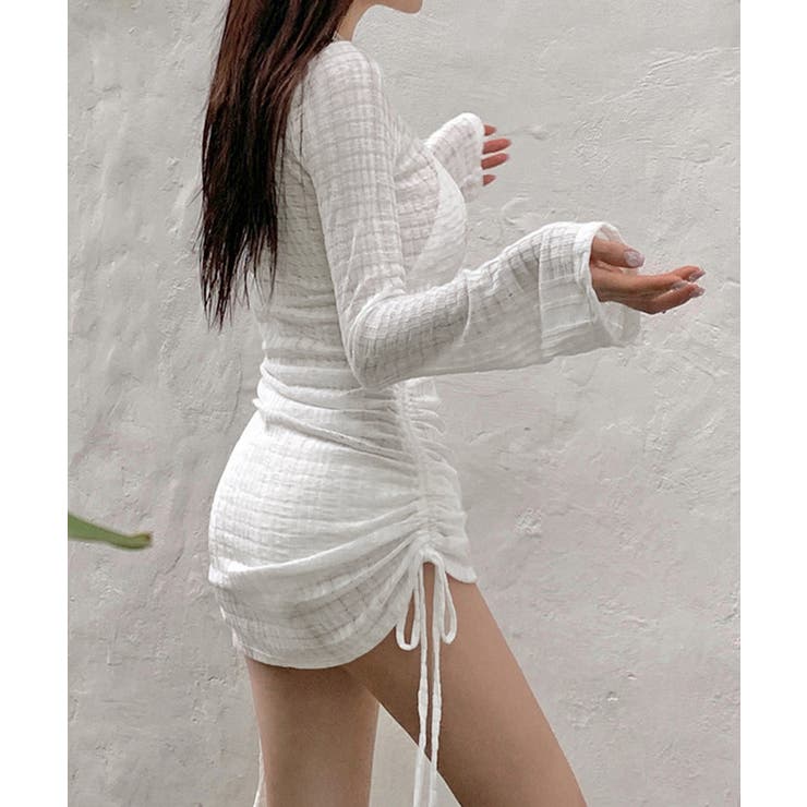 ポコポコ素材ビキニセット ホルターネック水着 シャーリングカバーアップ | SUNSHINE CLOSET | 詳細画像4 