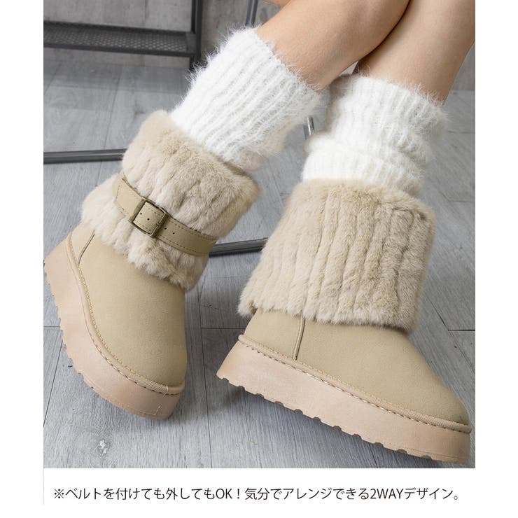 厚底ムートンブーツベルト付き裏起毛ブーツ | SUNSHINE CLOSET | 詳細画像13 