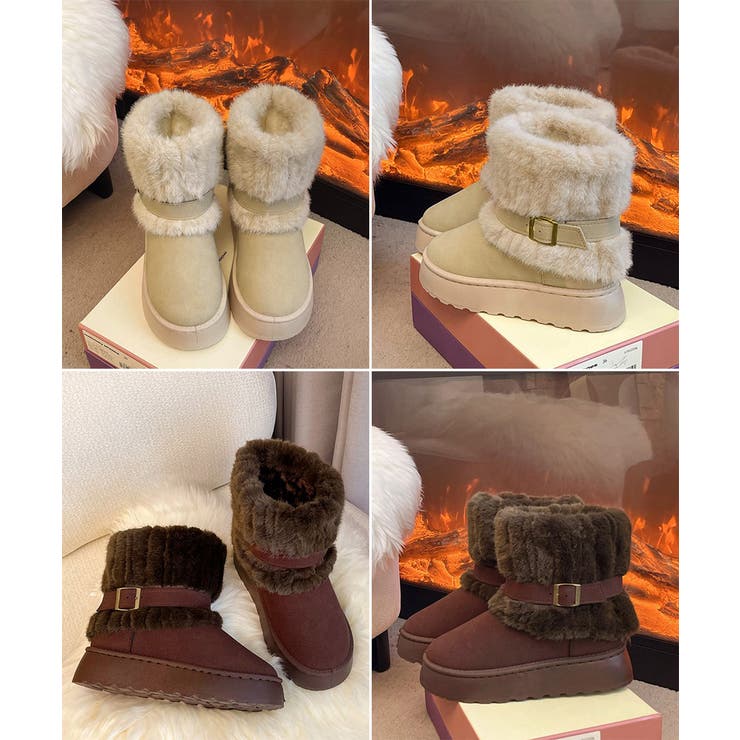 厚底ムートンブーツベルト付き裏起毛ブーツ | SUNSHINE CLOSET | 詳細画像19 