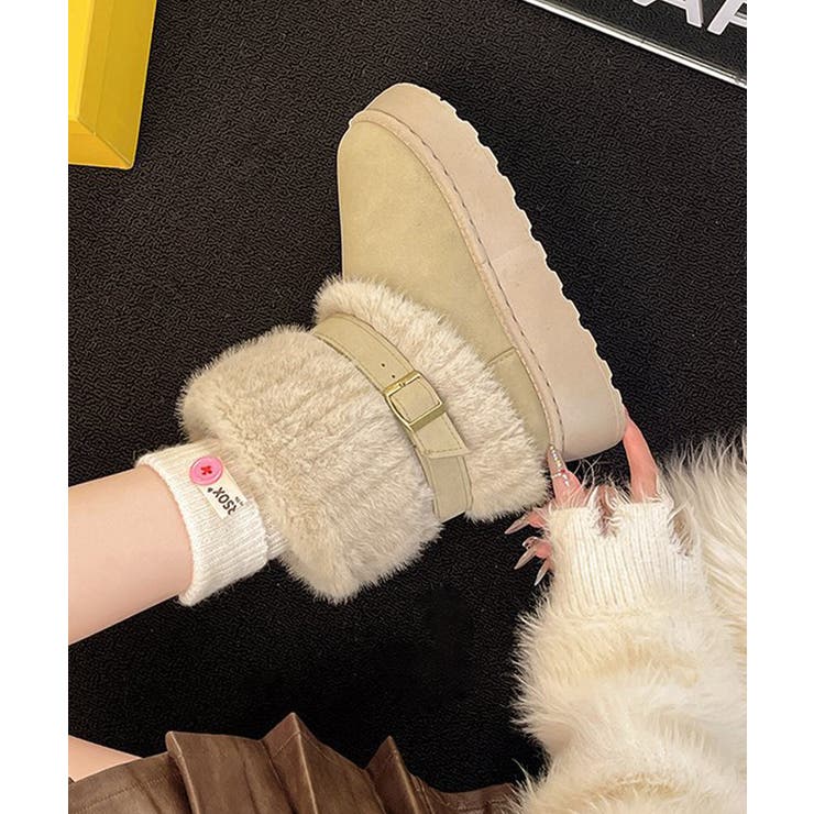 厚底ムートンブーツベルト付き裏起毛ブーツ | SUNSHINE CLOSET | 詳細画像3 