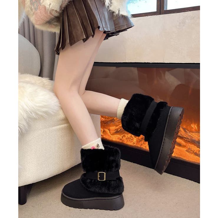 厚底ムートンブーツベルト付き裏起毛ブーツ | SUNSHINE CLOSET | 詳細画像6 