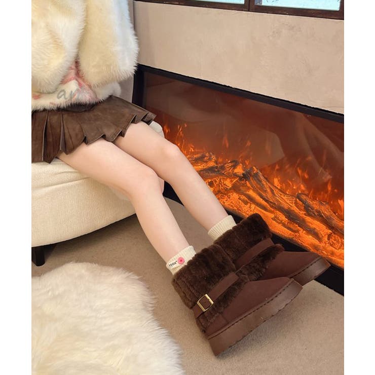 厚底ムートンブーツベルト付き裏起毛ブーツ | SUNSHINE CLOSET | 詳細画像9 