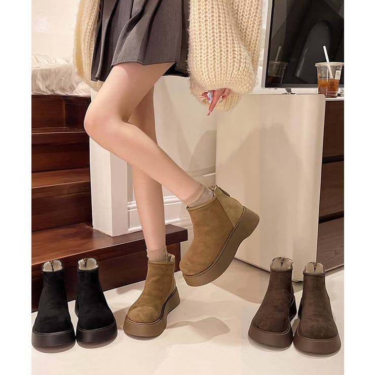 スエードタッチ厚底ショートブーツ 裏起毛 | SUNSHINE CLOSET | 詳細画像16 