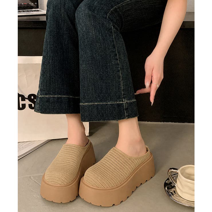 歩きやすいニットサンダルレディース 楽ちんシューズボリュームソール かかとなしス… | SUNSHINE CLOSET | 詳細画像10 