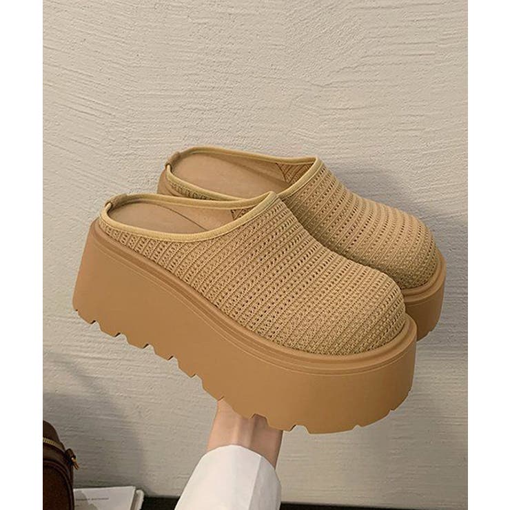 歩きやすいニットサンダルレディース 楽ちんシューズボリュームソール かかとなしス… | SUNSHINE CLOSET | 詳細画像16 