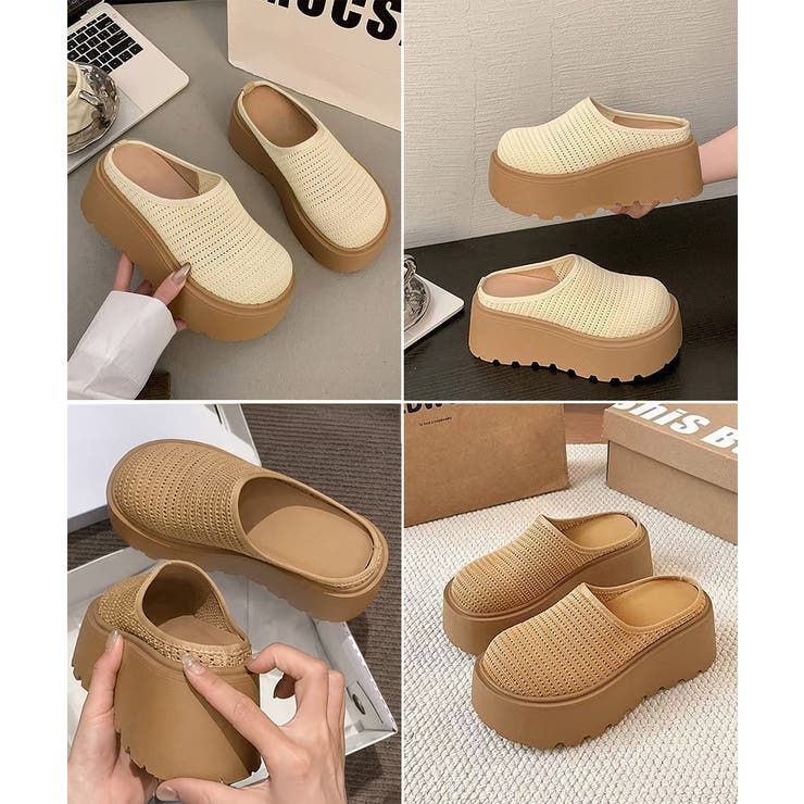 歩きやすいニットサンダルレディース 楽ちんシューズボリュームソール かかとなしス… | SUNSHINE CLOSET | 詳細画像18 