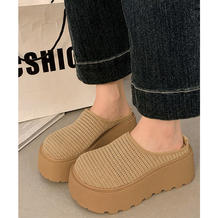 歩きやすいニットサンダルレディース 楽ちんシューズボリュームソール かかとなしス… | SUNSHINE CLOSET | 詳細画像9 
