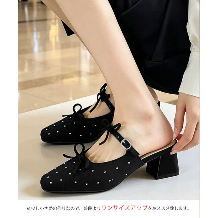 チャンキーヒール ミュールパンプス キラキラ | SUNSHINE CLOSET | 詳細画像4 