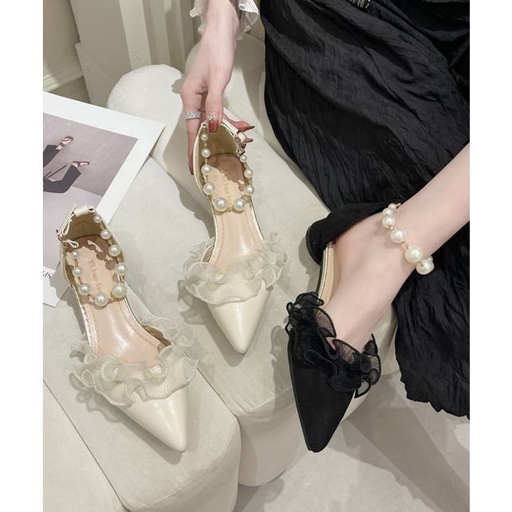 アンクルストラップフェミニン大人可愛いローヒールセパレートパンプス 華やかパーテ… | SUNSHINE CLOSET | 詳細画像12 