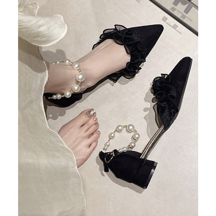 アンクルストラップフェミニン大人可愛いローヒールセパレートパンプス 華やかパーテ… | SUNSHINE CLOSET | 詳細画像15 