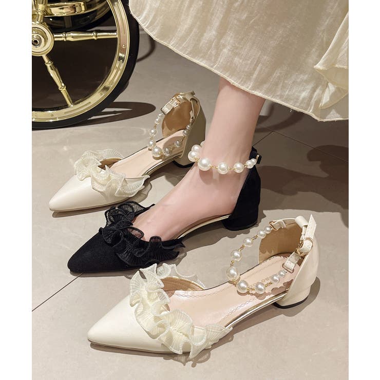 アンクルストラップフェミニン大人可愛いローヒールセパレートパンプス 華やかパーテ… | SUNSHINE CLOSET | 詳細画像19 