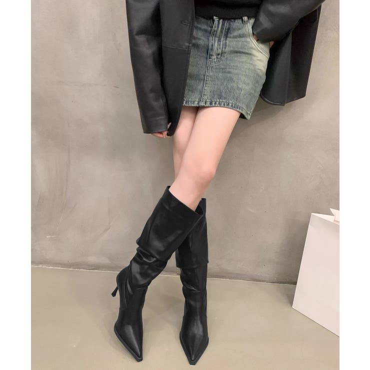 上品フェイクレザーブーツ くしゅくしゅブーツ美脚脚長 レディース | SUNSHINE CLOSET | 詳細画像3 