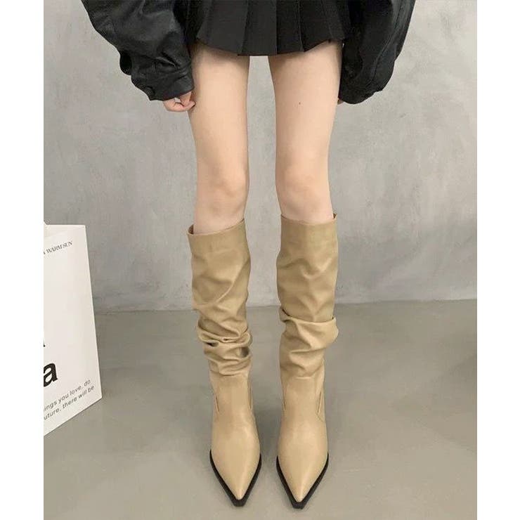 上品フェイクレザーブーツ くしゅくしゅブーツ美脚脚長 レディース | SUNSHINE CLOSET | 詳細画像7 