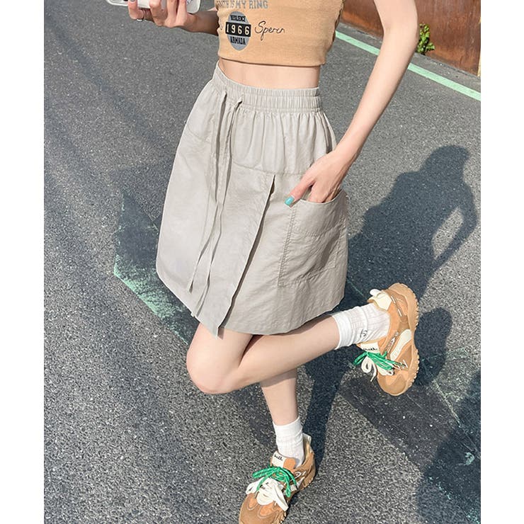 ハイウエスト ドロストスカートパンツレディース ウエストゴムミニボトム | SUNSHINE CLOSET | 詳細画像14 