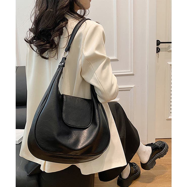 ホーボーバッグ黒フラップショルダーバッグ | SUNSHINE CLOSET | 詳細画像10 