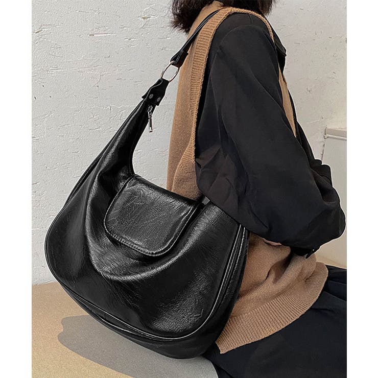 ホーボーバッグ黒フラップショルダーバッグ | SUNSHINE CLOSET | 詳細画像13 