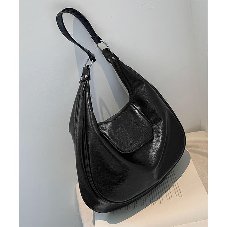 ホーボーバッグ黒フラップショルダーバッグ | SUNSHINE CLOSET | 詳細画像17 